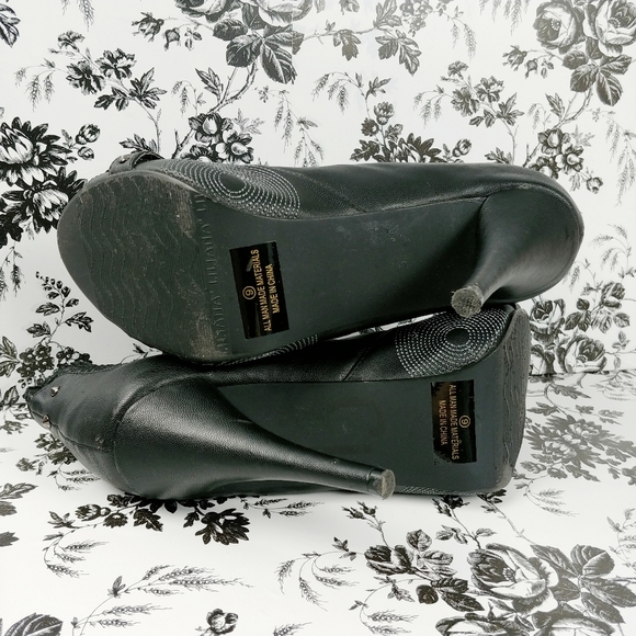 Liliana peep toe heels snakeskin studs detail sz 9 - Picture 8 of 8